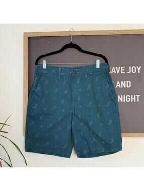 Teal Hurley Paisley Print Shorts Size 32 Casual Skate Surf Summer Fit
